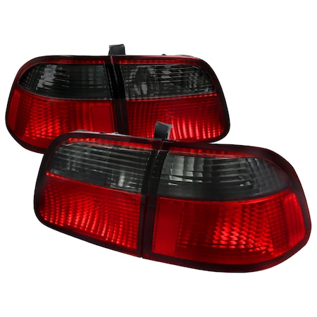 Spec-D Tuning Honda Civic 4Dr Tail Lights - Red With Smoked Lens 99-00 LT-CV994RG-RS